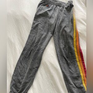 Aviator Nation Girls Size 10 grey thunderbolt sweatpants.